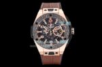 Swiss HUB1241 Hublot Replica Big Bang Skeleton Dial Brown Rubber Strap Watch